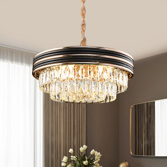 Black Crystal Chandelier Pendant - Modern 9/11-Head Drop Lamp for Table - 18"/21.5" W