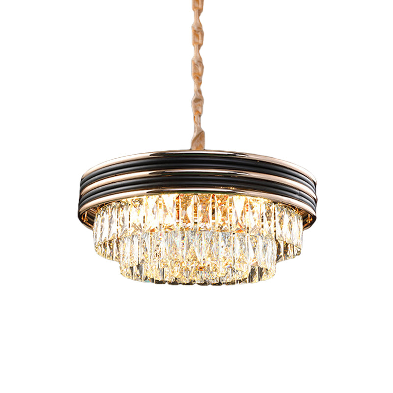 Black Modern Crystal Chandelier Pendant - 18/21.5 Width 9/11-Head And Drop Lamp Ideal For Table