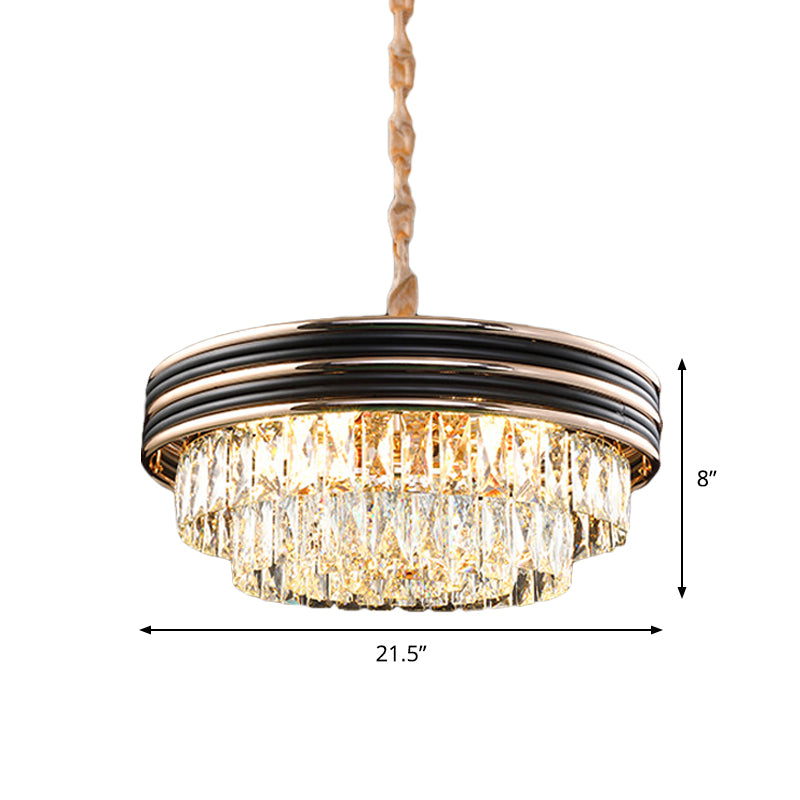 Black Crystal Chandelier Pendant - Modern 9/11-Head Drop Lamp for Table - 18"/21.5" W