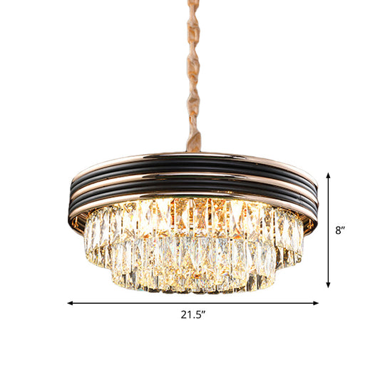 Black Crystal Chandelier Pendant - Modern 9/11-Head Drop Lamp for Table - 18"/21.5" W