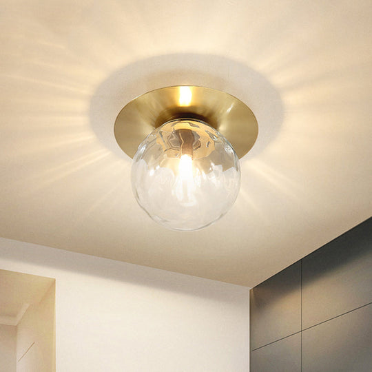 Mini LED Flush Light: Simple & Elegant Foyer Ceiling Flush Mount with Clear Glass Shade in Gold