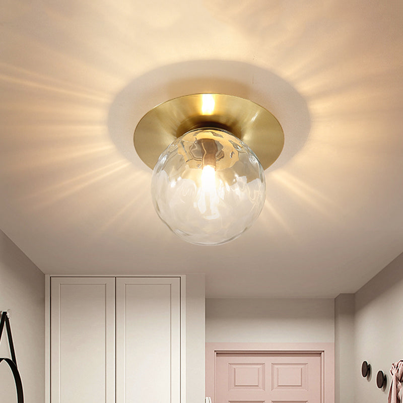 Mini LED Flush Light: Simple & Elegant Foyer Ceiling Flush Mount with Clear Glass Shade in Gold