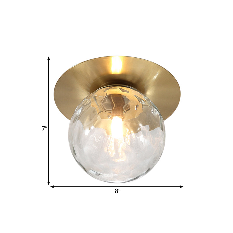 Mini LED Flush Light: Simple & Elegant Foyer Ceiling Flush Mount with Clear Glass Shade in Gold