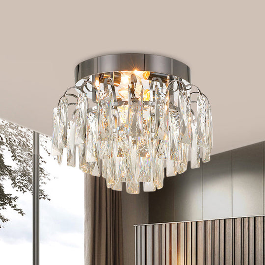 Modern Crystal Rectangles Flushmount Ceiling Light in Nickel/Gold