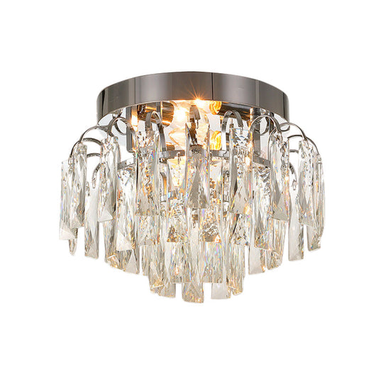 Modern Crystal Rectangles Flushmount Ceiling Light in Nickel/Gold