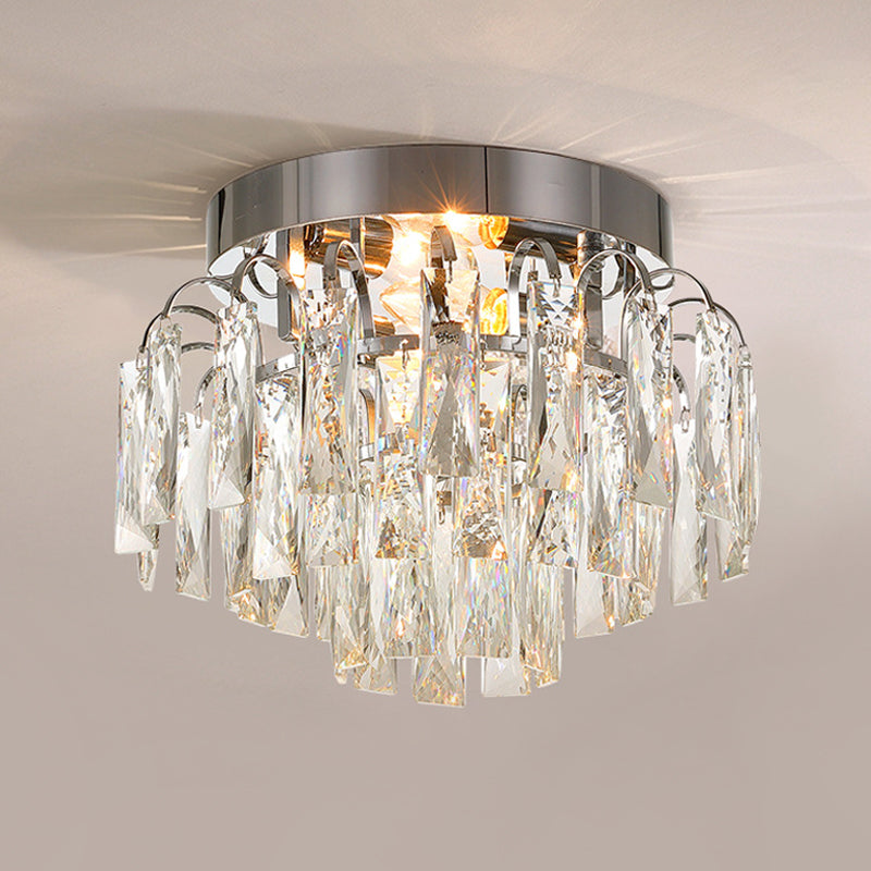 Modern Crystal Rectangles Flushmount Ceiling Light in Nickel/Gold