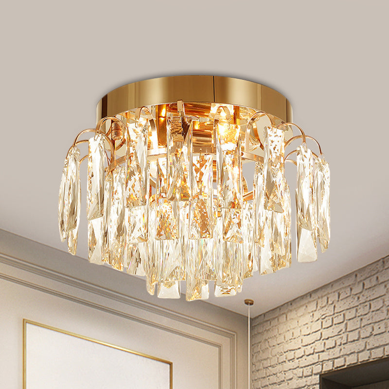 Modern Crystal Rectangles Flushmount Ceiling Light in Nickel/Gold