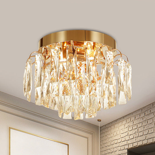 Modern Crystal Rectangles Flushmount Ceiling Light in Nickel/Gold