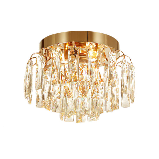 Modern Crystal Rectangles Flushmount Ceiling Light in Nickel/Gold