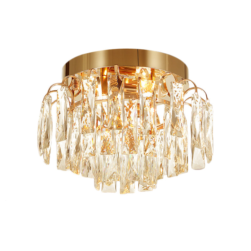 Modern Crystal Rectangles Flushmount Ceiling Light In Nickel/Gold