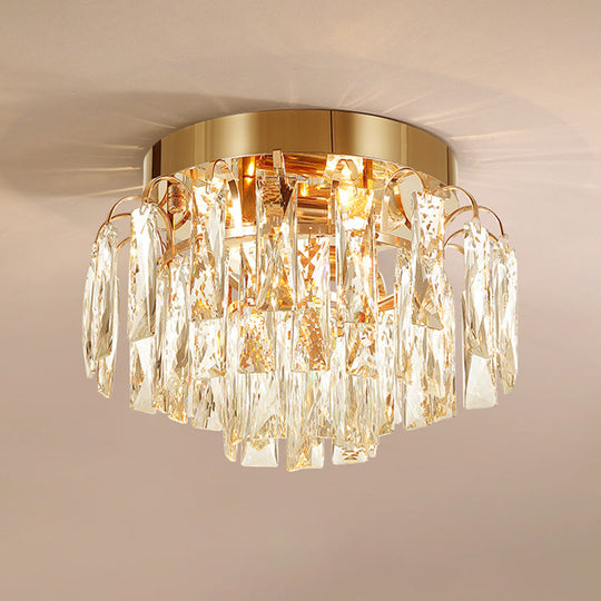 Modern Crystal Rectangles Flushmount Ceiling Light in Nickel/Gold