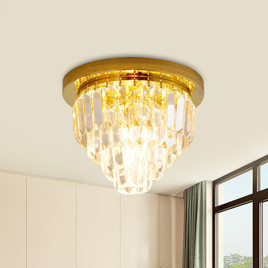 Modern Clear Crystal Flush Mount Ceiling Light with Dome/Cone/Tapered Shape - Ideal for Corridors - 1/3/4 Bulb Lamp