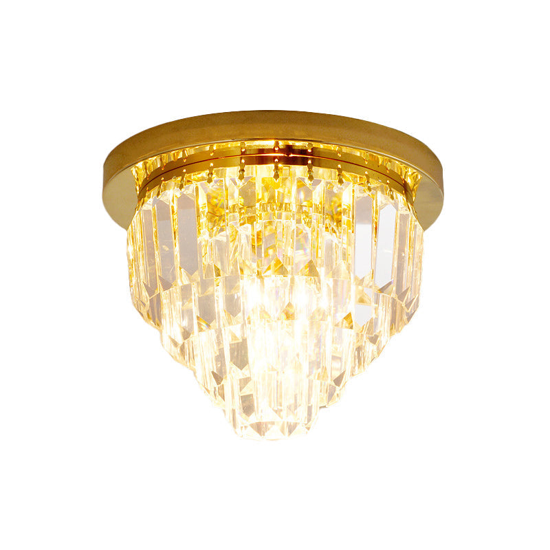 Modern Clear Crystal Flush Mount Ceiling Light with Dome/Cone/Tapered Shape - Ideal for Corridors - 1/3/4 Bulb Lamp