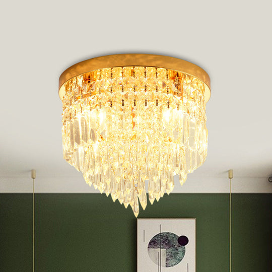 Modern Clear Crystal Flush Mount Ceiling Light with Dome/Cone/Tapered Shape - Ideal for Corridors - 1/3/4 Bulb Lamp