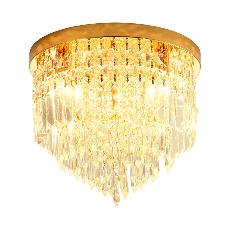 Modern Clear Crystal Flush Mount Ceiling Light with Dome/Cone/Tapered Shape - Ideal for Corridors - 1/3/4 Bulb Lamp