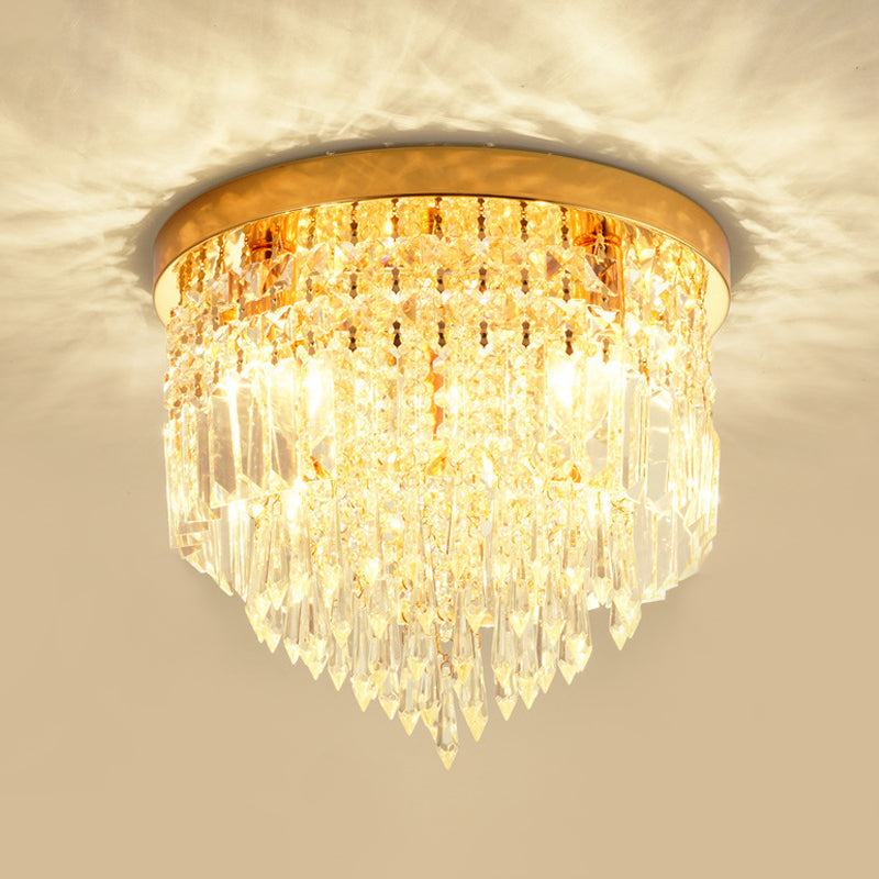 Modern Clear Crystal Flush Mount Ceiling Light with Dome/Cone/Tapered Shape - Ideal for Corridors - 1/3/4 Bulb Lamp