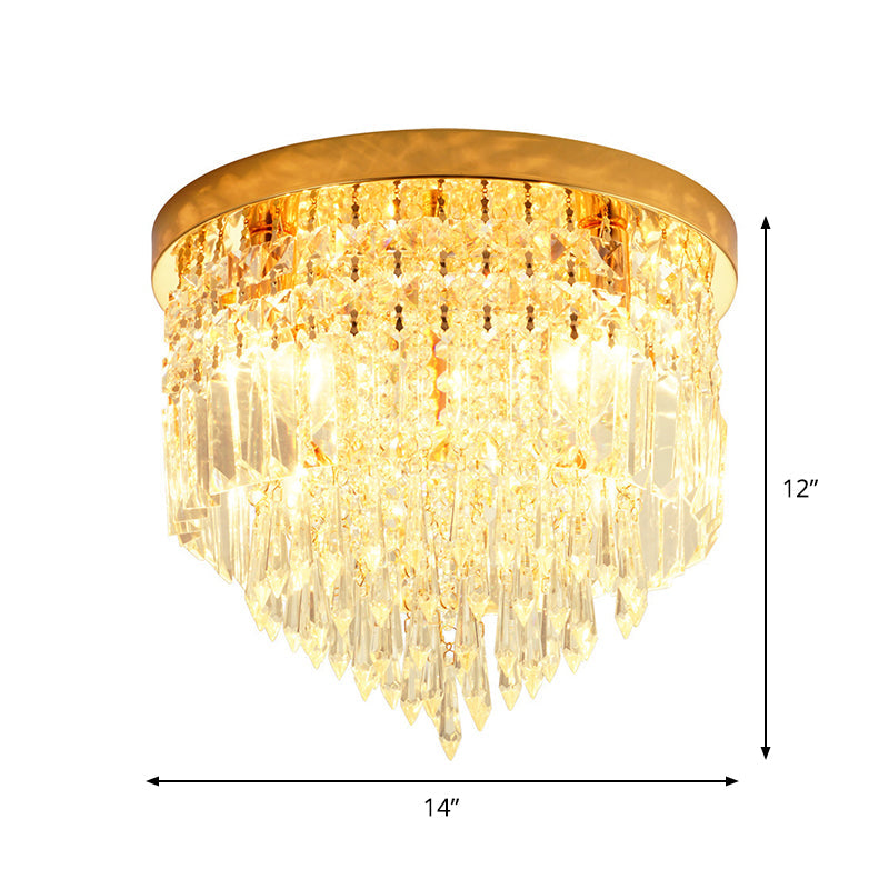 Modern Clear Crystal Flush Mount Ceiling Light with Dome/Cone/Tapered Shape - Ideal for Corridors - 1/3/4 Bulb Lamp