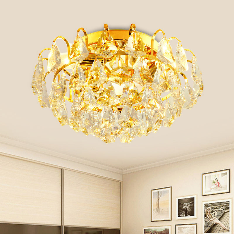 Modern Clear Crystal Flush Mount Ceiling Light with Dome/Cone/Tapered Shape - Ideal for Corridors - 1/3/4 Bulb Lamp