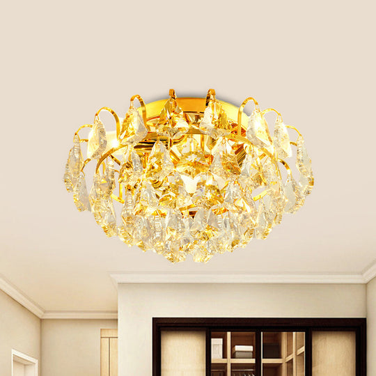 Modern Clear Crystal Flush Mount Ceiling Light with Dome/Cone/Tapered Shape - Ideal for Corridors - 1/3/4 Bulb Lamp