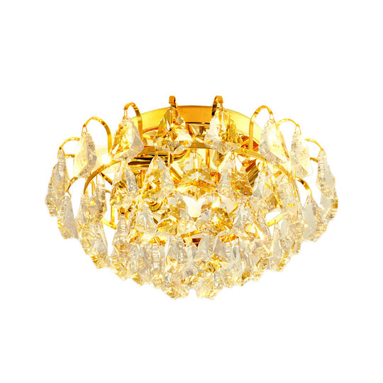 Modern Clear Crystal Flush Mount Ceiling Light with Dome/Cone/Tapered Shape - Ideal for Corridors - 1/3/4 Bulb Lamp