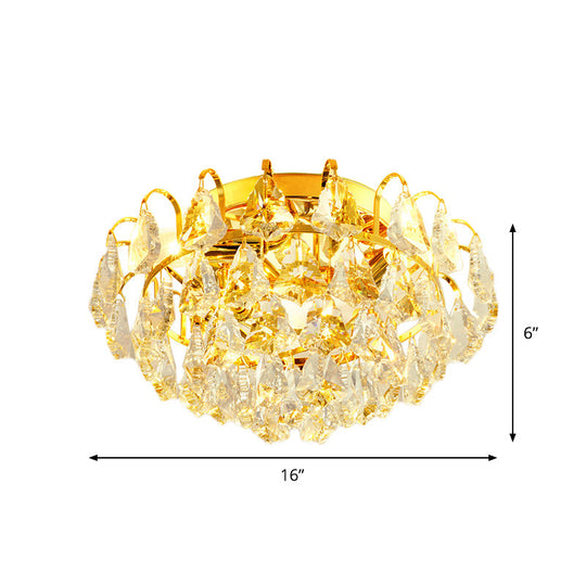 Modern Clear Crystal Flush Mount Ceiling Light with Dome/Cone/Tapered Shape - Ideal for Corridors - 1/3/4 Bulb Lamp