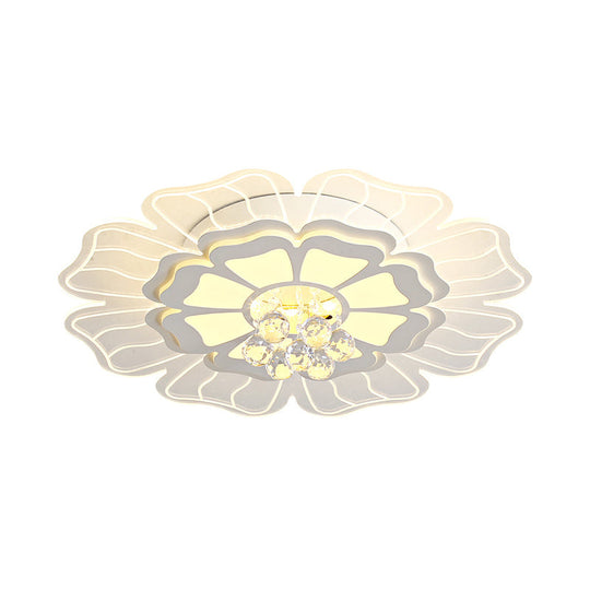 Modern Crystal Blossom Led Flush Mount Ceiling Light Fixture - White Multiple Sizes Available