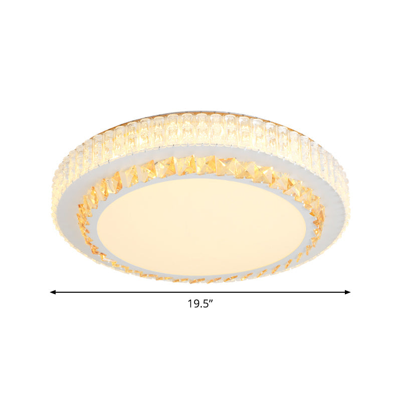 Simple White Crystal Flushmount Led Ceiling Light - Warm/White Lighting For Bedroom