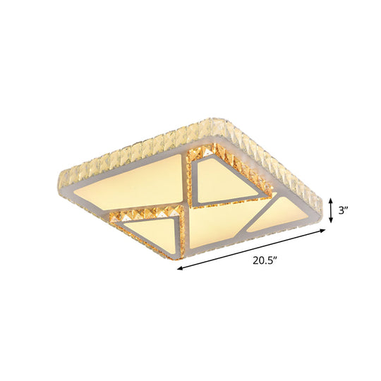 Plafonnier de chambre à coucher à LED contemporain avec abat-jour en cristal - Blanc