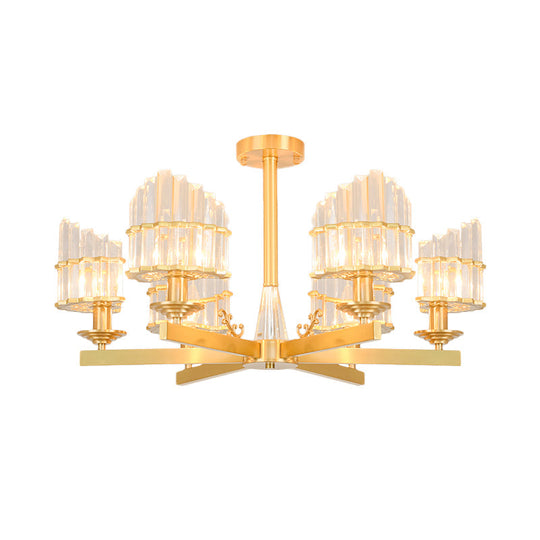 Postmodern Crystal Curved Flush Chandelier 3/6-Head Gold Ceiling Light for Dining Room