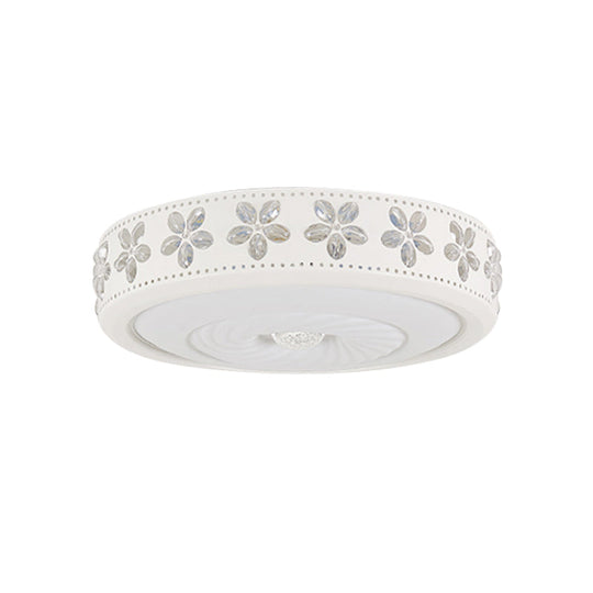 Minimalist Iron LED Ceiling Light with Flower Edge - White Circle Flush Mount, for Living Room (16.5"/24.5" Dia)