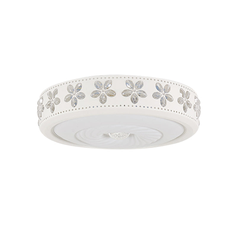 Minimalist Iron Led Ceiling Light With Flower Edge - White Circle Flush Mount For Living Room