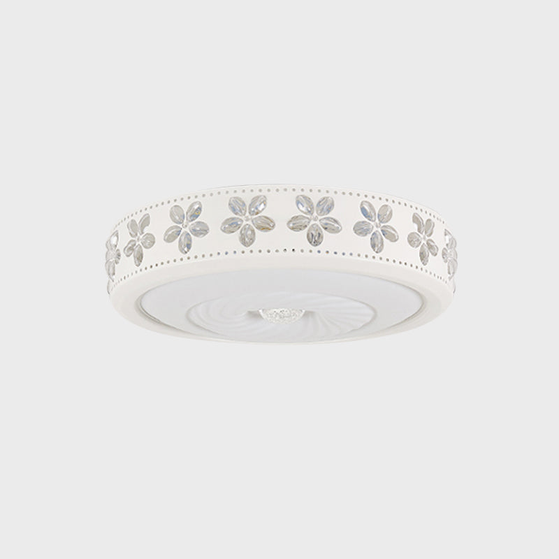 Minimalist Iron LED Ceiling Light with Flower Edge - White Circle Flush Mount, for Living Room (16.5"/24.5" Dia)