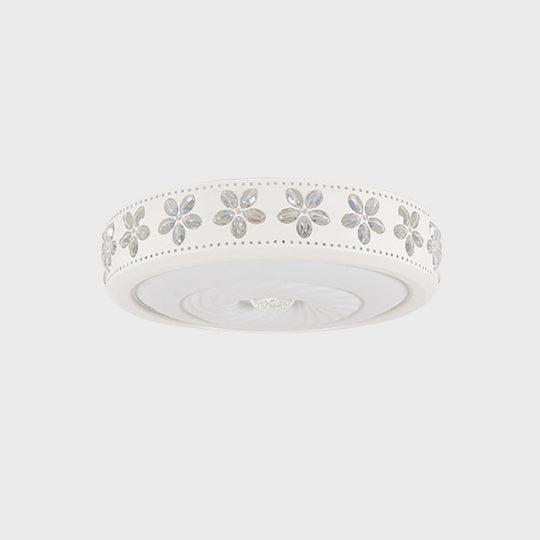 Minimalist Iron LED Ceiling Light with Flower Edge - White Circle Flush Mount, for Living Room (16.5"/24.5" Dia)