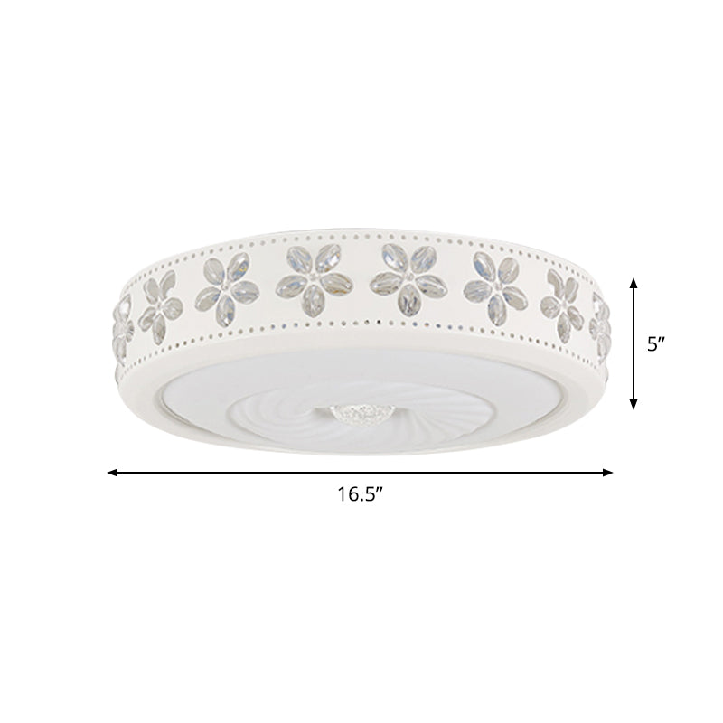 Minimalist Iron LED Ceiling Light with Flower Edge - White Circle Flush Mount, for Living Room (16.5"/24.5" Dia)