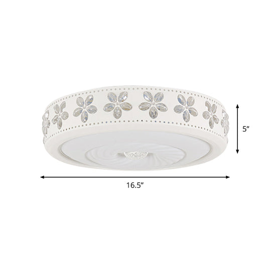 Minimalist Iron LED Ceiling Light with Flower Edge - White Circle Flush Mount, for Living Room (16.5"/24.5" Dia)