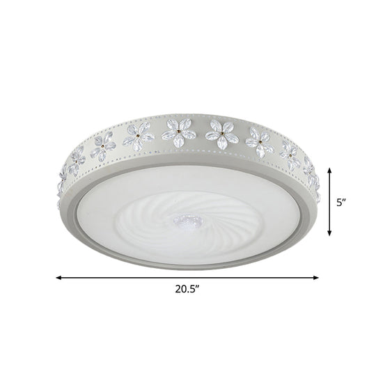 Minimalist Iron LED Ceiling Light with Flower Edge - White Circle Flush Mount, for Living Room (16.5"/24.5" Dia)