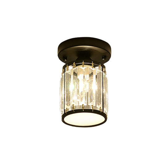 Sleek Crystal Semi Flush Mount Ceiling Light For Foyer - Round/Square Shape Small Size 1 Bulb