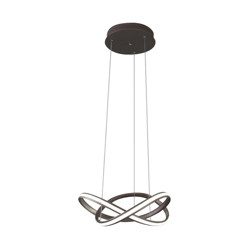 Minimalistic Metal Crossing Ring LED Ceiling Chandelier in Warm/White Light - Coffee/White