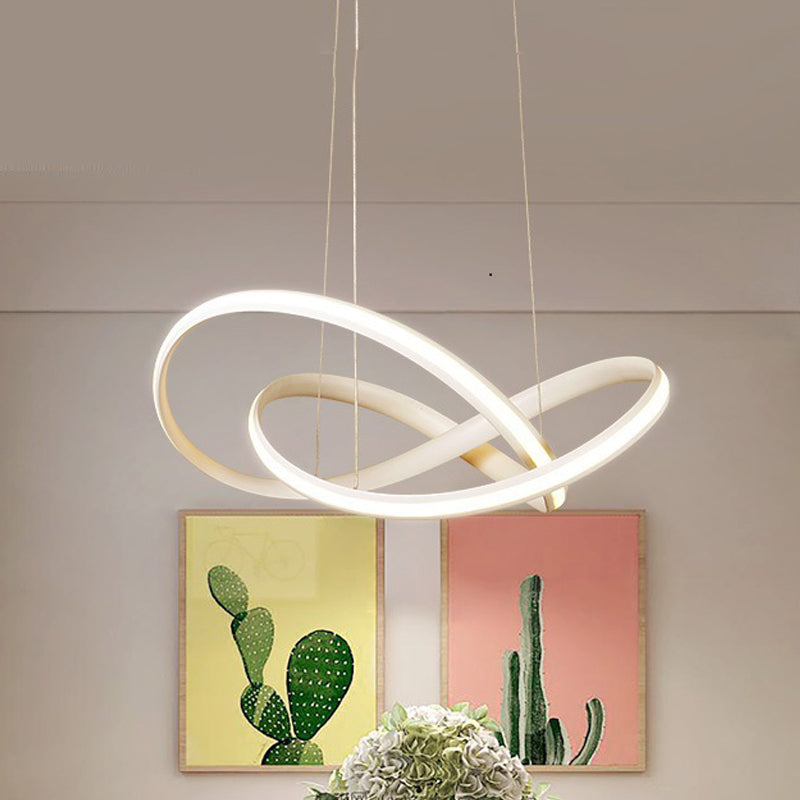 Minimalist Metal Cross Ring Led Ceiling Chandelier In Warm/White Light - Coffee & White / Warm