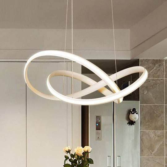 Minimalist Metal Cross Ring Led Ceiling Chandelier In Warm/White Light - Coffee & White