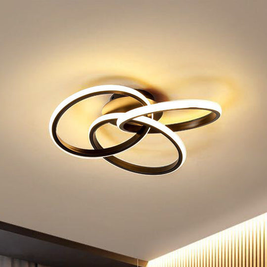 Nordic Style Metallic Black/Gold Led Ceiling Light - 16.5/20.5 Diameter With Warm/White Black / 16.5