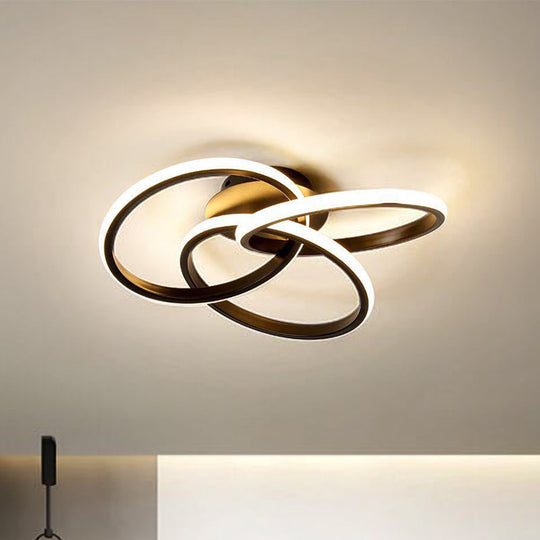 Nordic Style Metallic Black/Gold LED Ceiling Light - 16.5"/20.5" Diameter with Warm/White Light