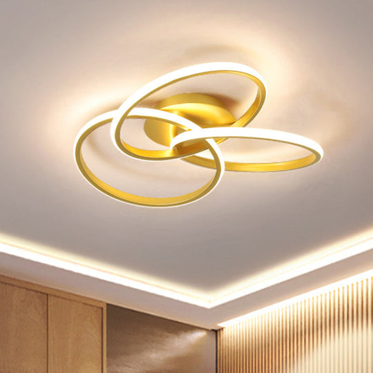 Nordic Style Metallic Black/Gold LED Ceiling Light - 16.5"/20.5" Diameter with Warm/White Light