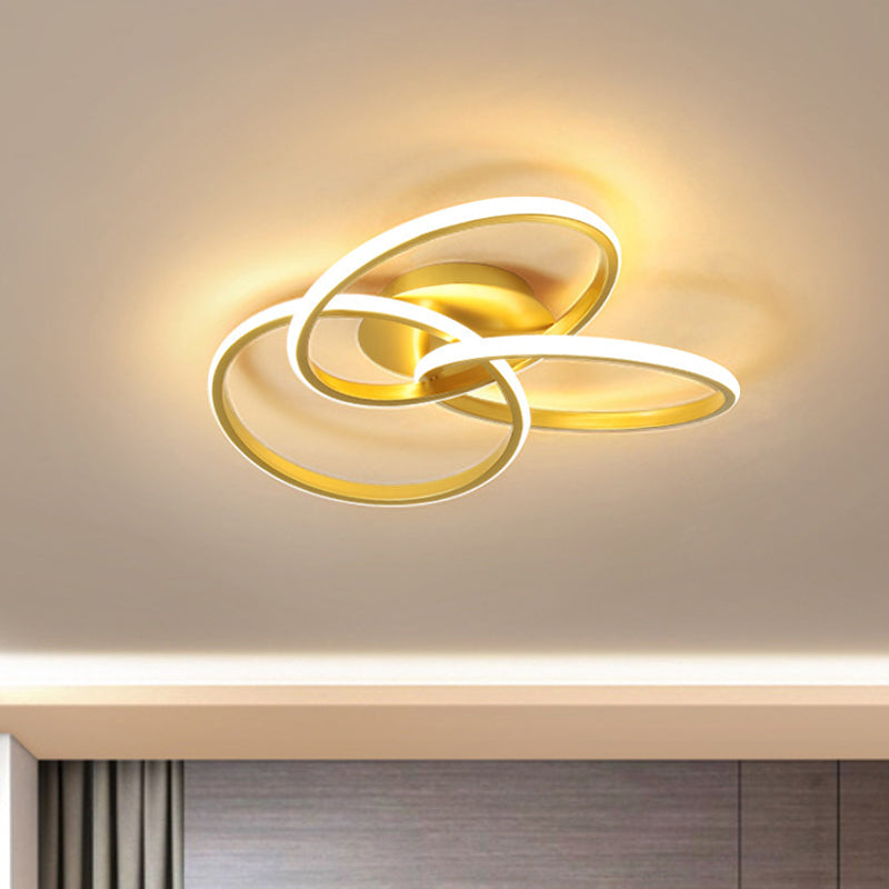 Nordic Style Metallic Black/Gold LED Ceiling Light - 16.5"/20.5" Diameter with Warm/White Light