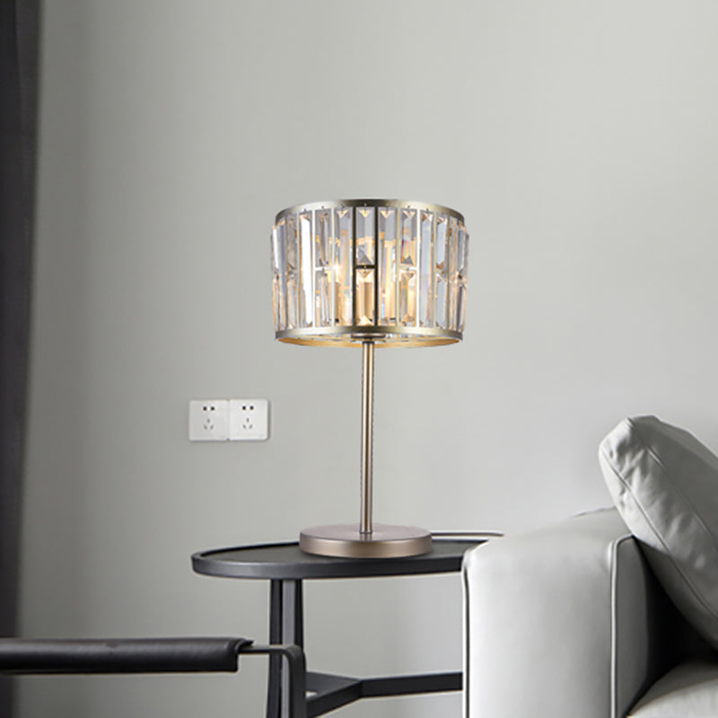 Giulia - Stylish Gold/Black 1 Bulb Nightstand Lamp Modern Crystal Blocks Embedded Cylinder Table Light for Drawing Room