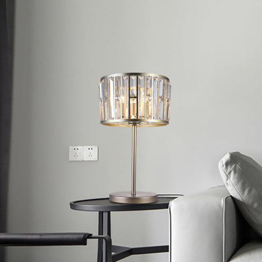 Giulia - Stylish Gold/Black 1 Bulb Nightstand Lamp Modern Crystal Blocks Embedded Cylinder Table Light for Drawing Room