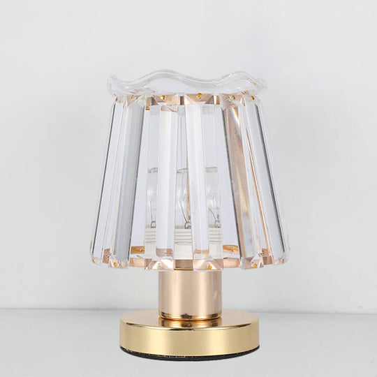 Louise - Gold Beveled Crystal Prisms Tapered Desk Light Minimalist 1 Light Reading Lamp in Gold