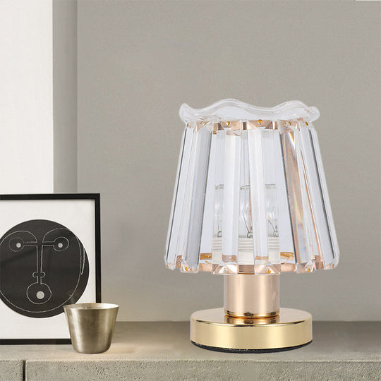 Louise - Gold Beveled Crystal Prisms Tapered Desk Light Minimalist 1 Light Reading Lamp in Gold