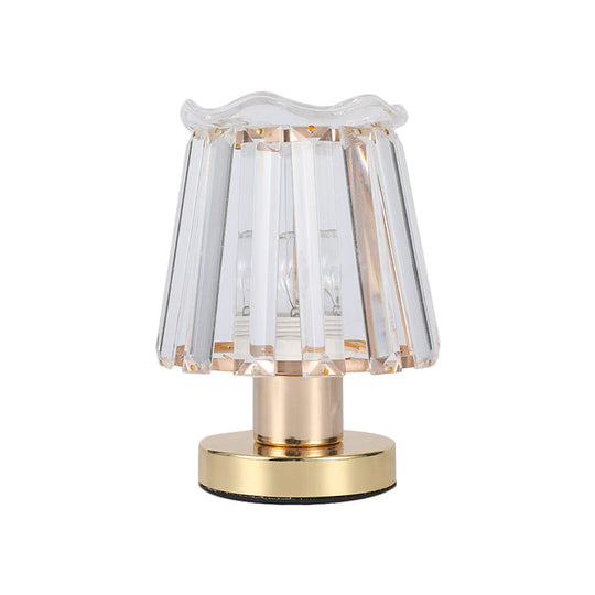 Louise - Gold Beveled Crystal Prisms Tapered Desk Light Minimalist 1 Light Reading Lamp in Gold