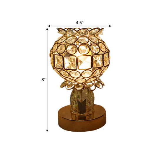 Gold Crystal Desk Lamp: Cuboid/Globe/Crown Design For Contemporary Bedroom Night Table